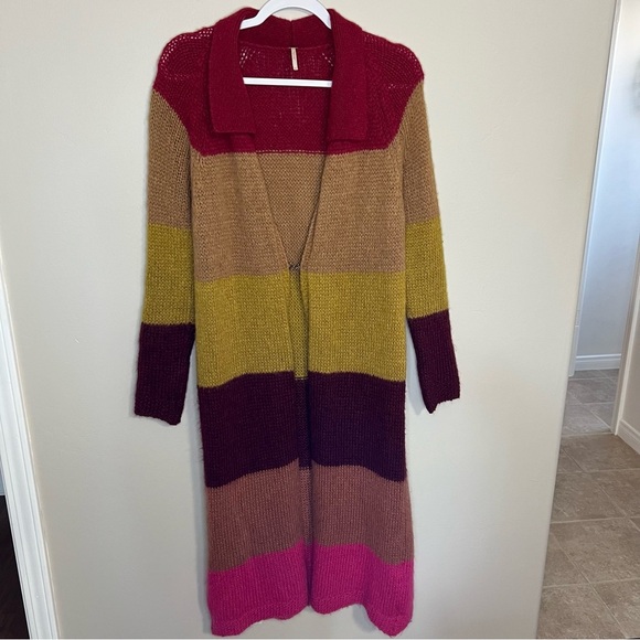 Free People Over The Rainbow Mohair Blend Long Duster Cardigan size small - Picture 13 of 13